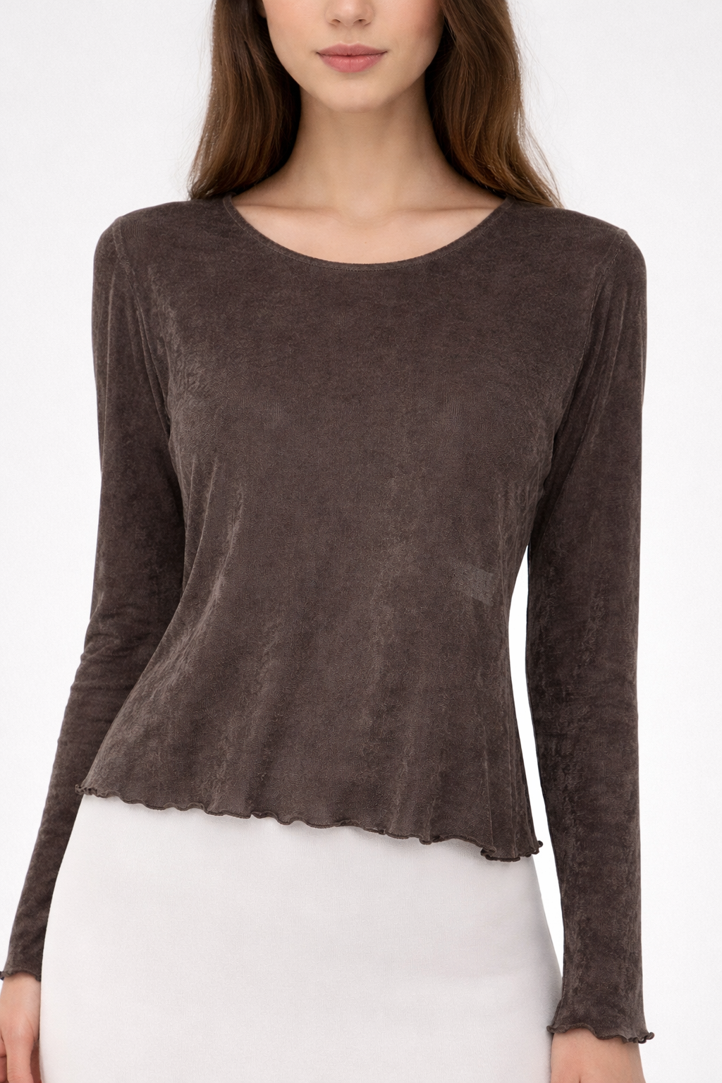 haut en velours brun mocha élégant