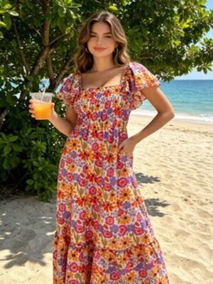 robe longue fleurie.